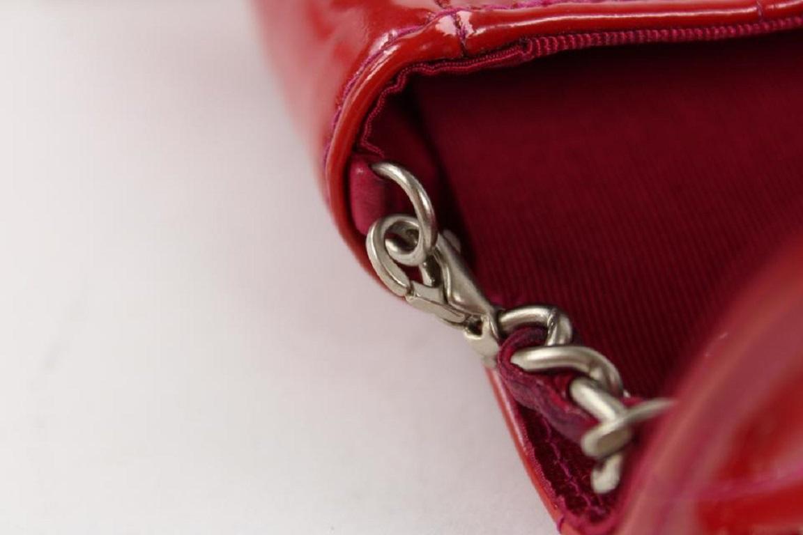 Chanel Red Patent Mini Classic Flap Silver Chain Bag 1ccs1228 1