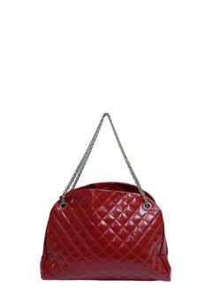 Chanel Red Patent Quilted Leather Chain Shoulder Bag
