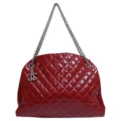 Chanel Red Patent Quilted Leather Chain Shoulder Bag