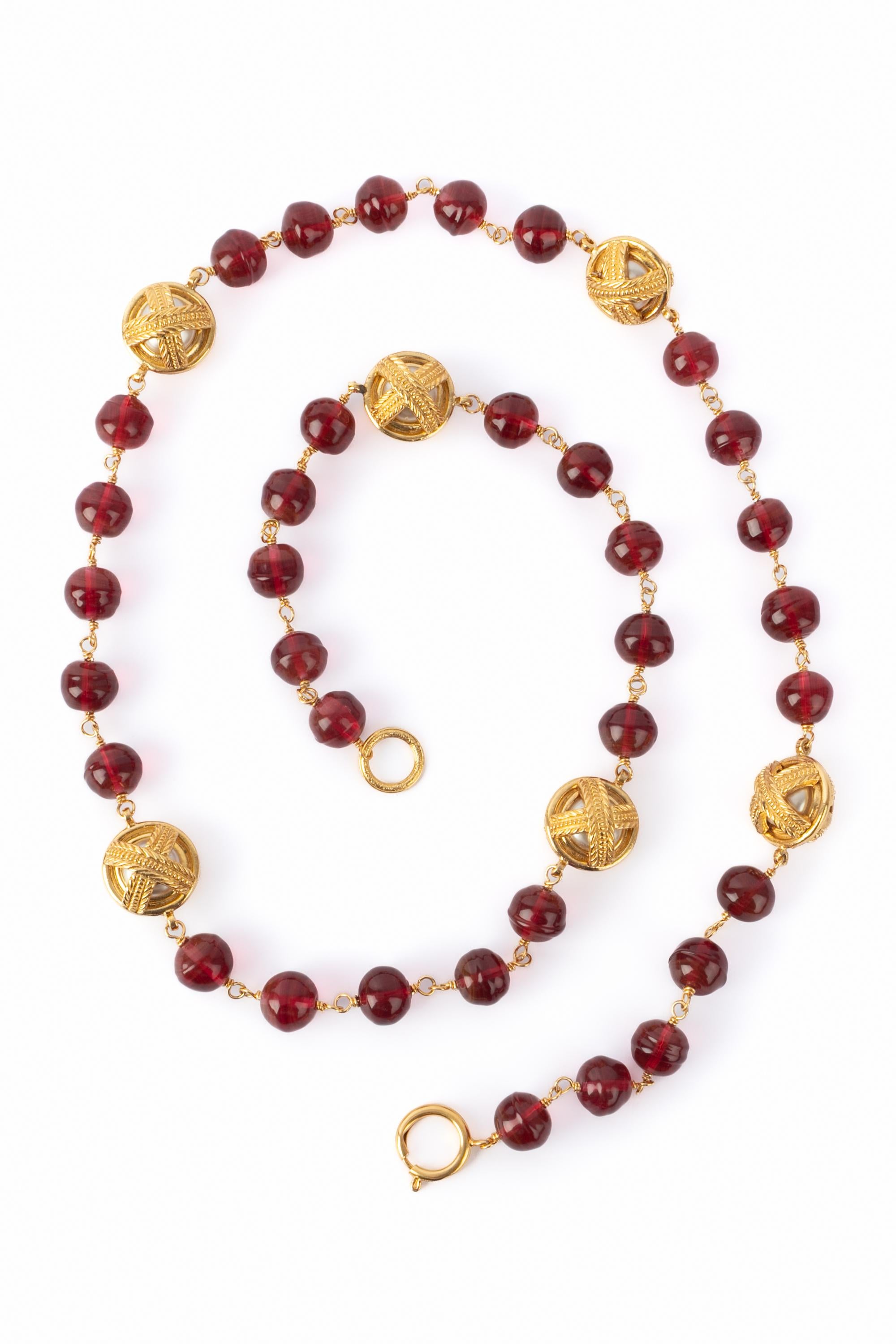 Collier de perles rouges Chanel 1990
