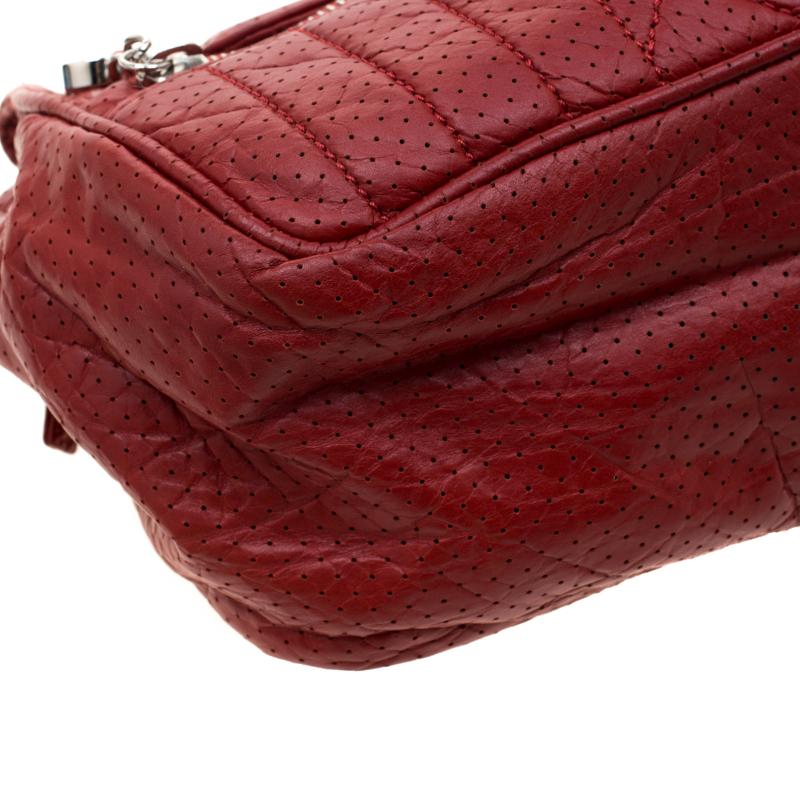 Chanel Red Perforated Leather Camera Bag 4