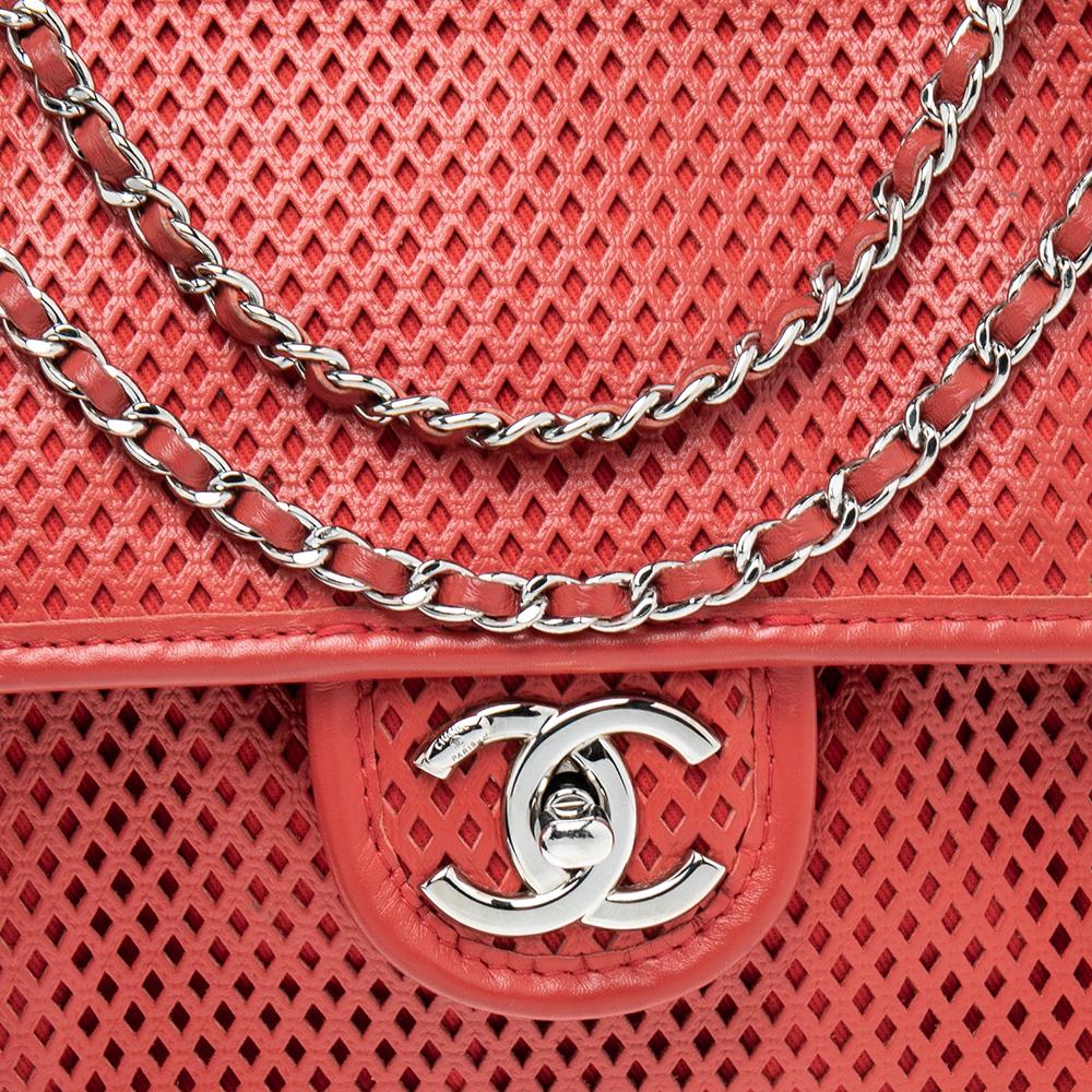 Chanel Red Perforated Leather French Riviera Shoulder Bag 1