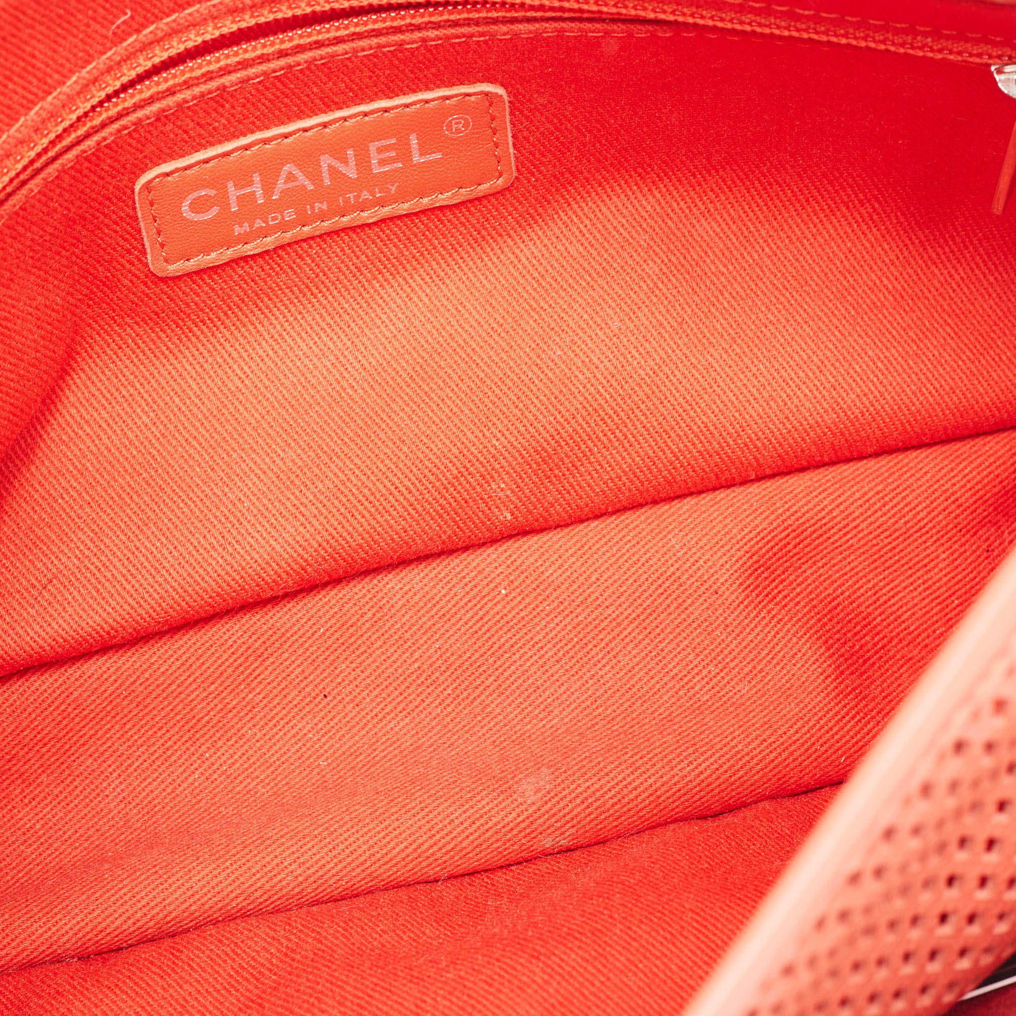 Chanel Red Perforated Leather Up in the Air Flap Bag For Sale 2