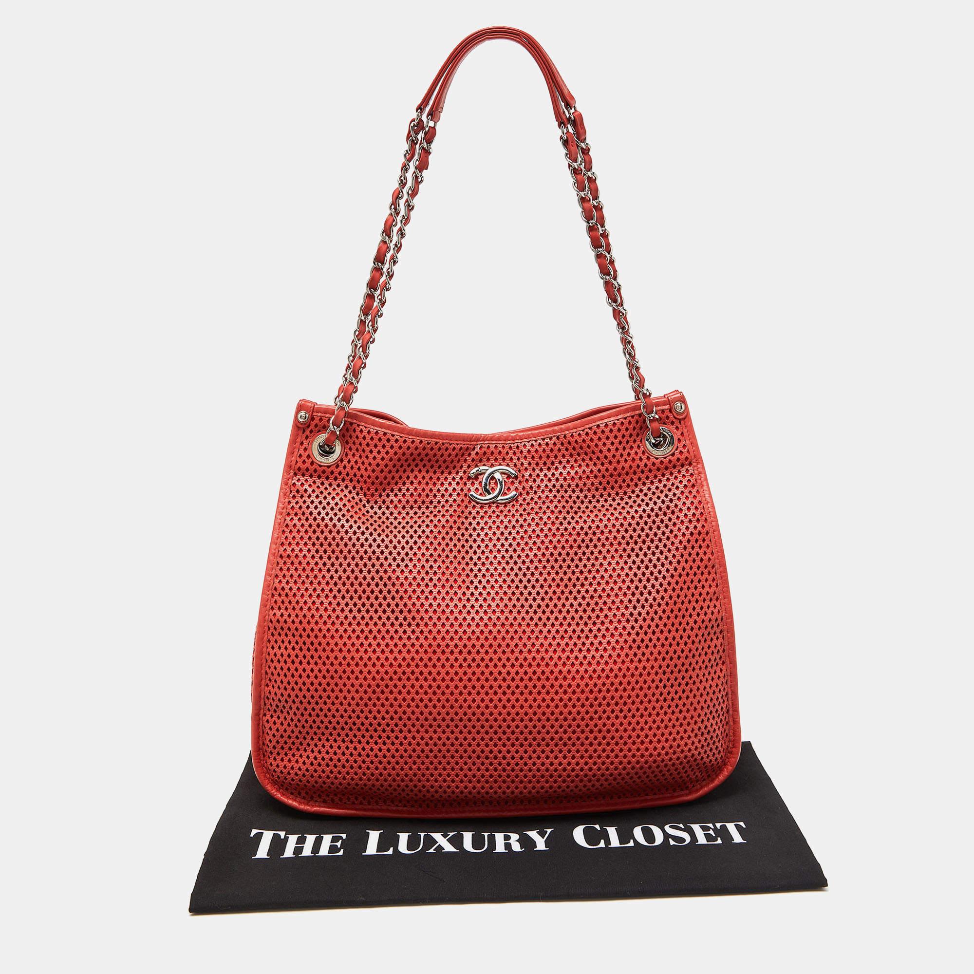 Chanel Red Perforated Leather Up in the Air Shoulder Bag 6