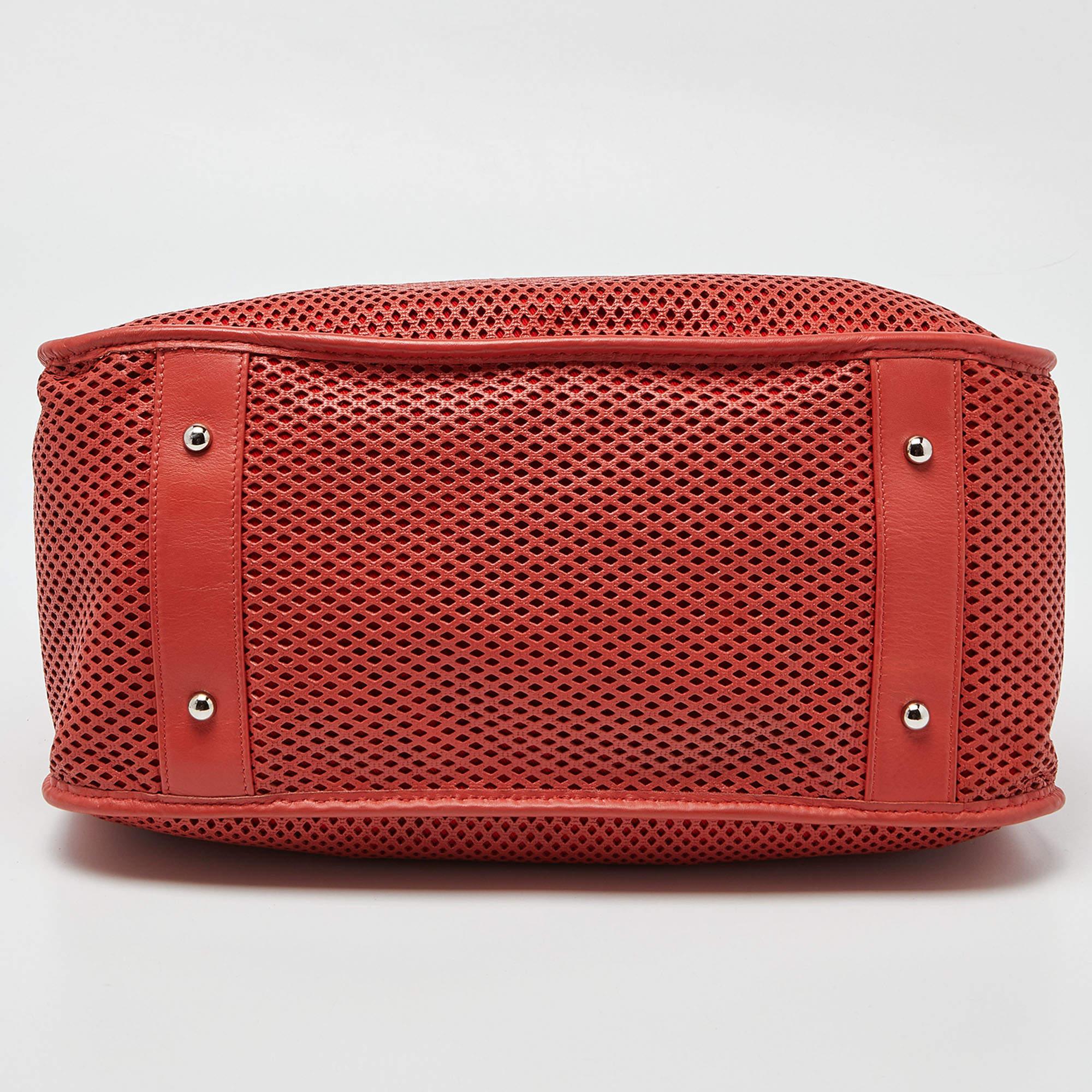 Chanel Red Perforated Leather Up in the Air Shoulder Bag In Good Condition In Dubai, Al Qouz 2