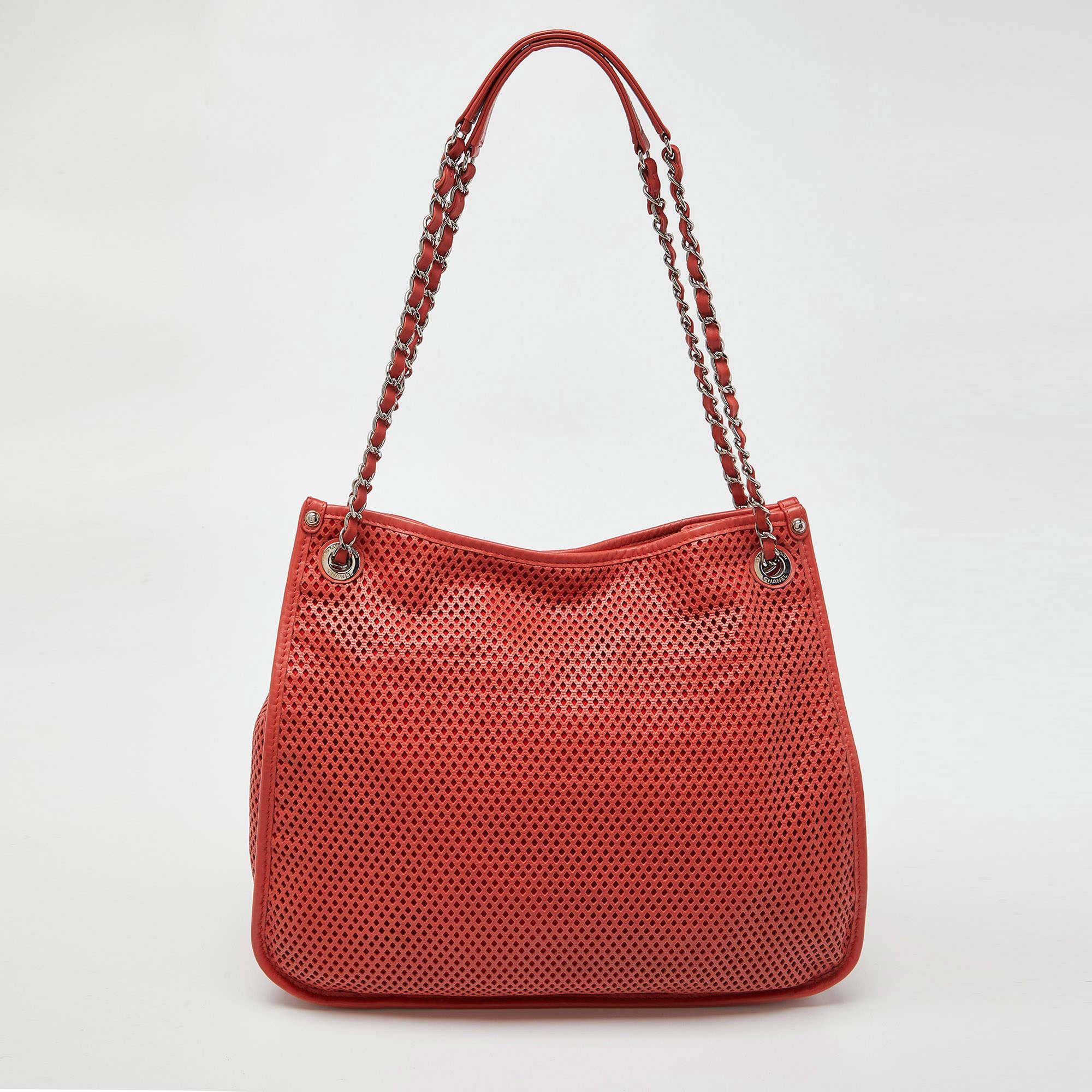 Women's Chanel Red Perforated Leather Up in the Air Shoulder Bag