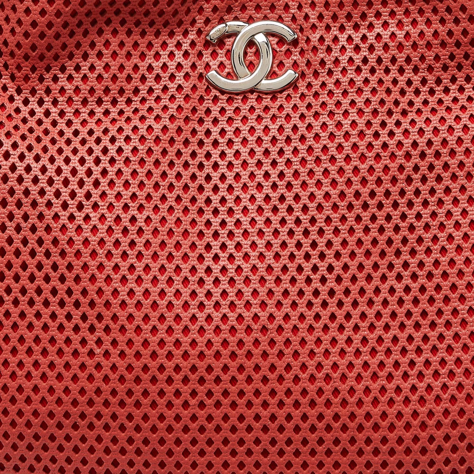 Chanel Red Perforated Leather Up in the Air Shoulder Bag 4