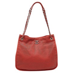 Chanel Red Perforated Leather Up in the Air Shoulder Bag