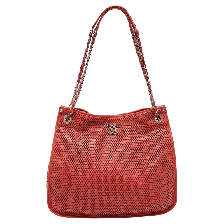 Chanel Red Perforated Leather Up in the Air Shoulder Bag at 1stDibs