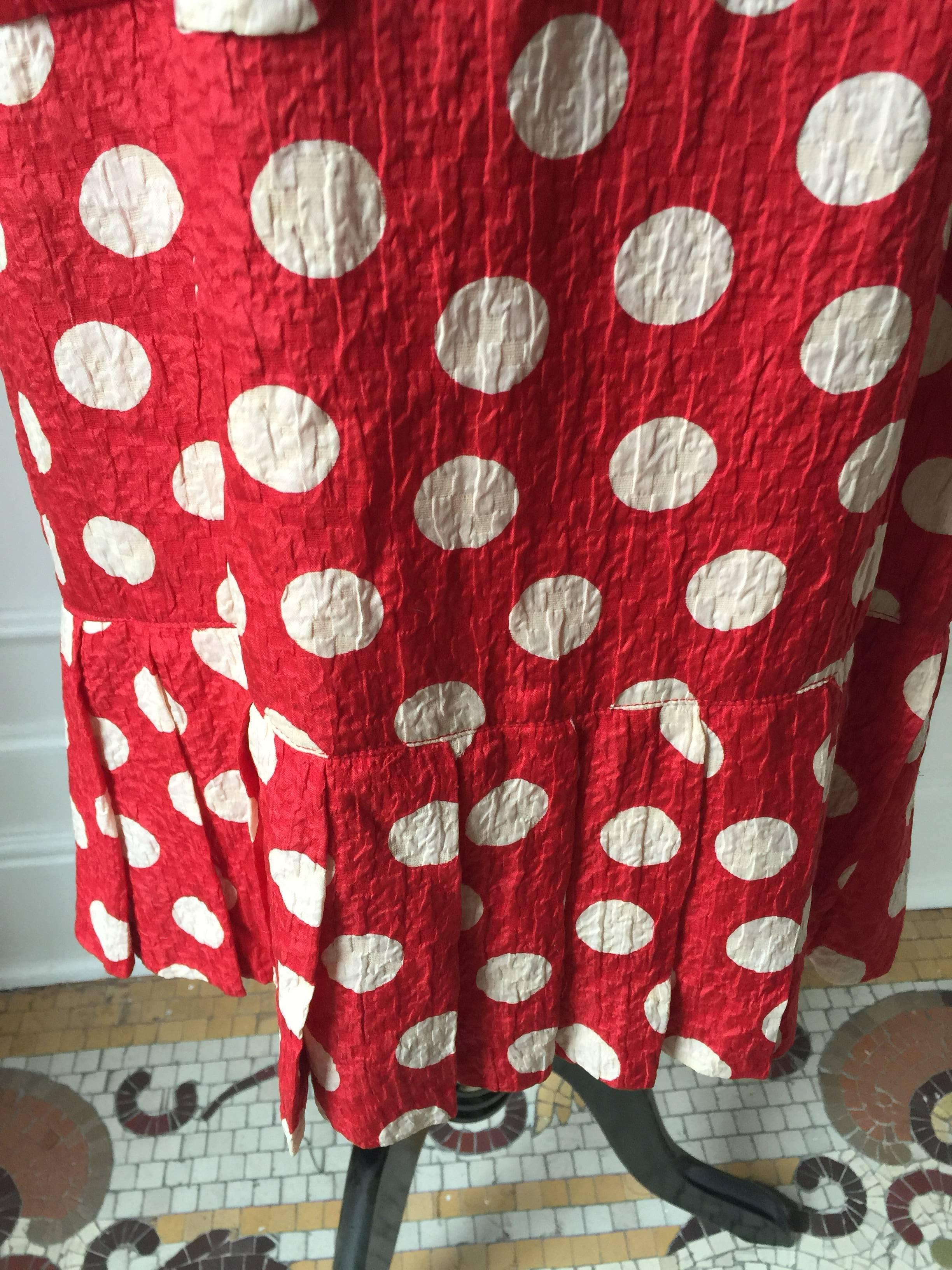 Chanel Red Silk Polkadot Dress  In Good Condition In Port Hope, ON