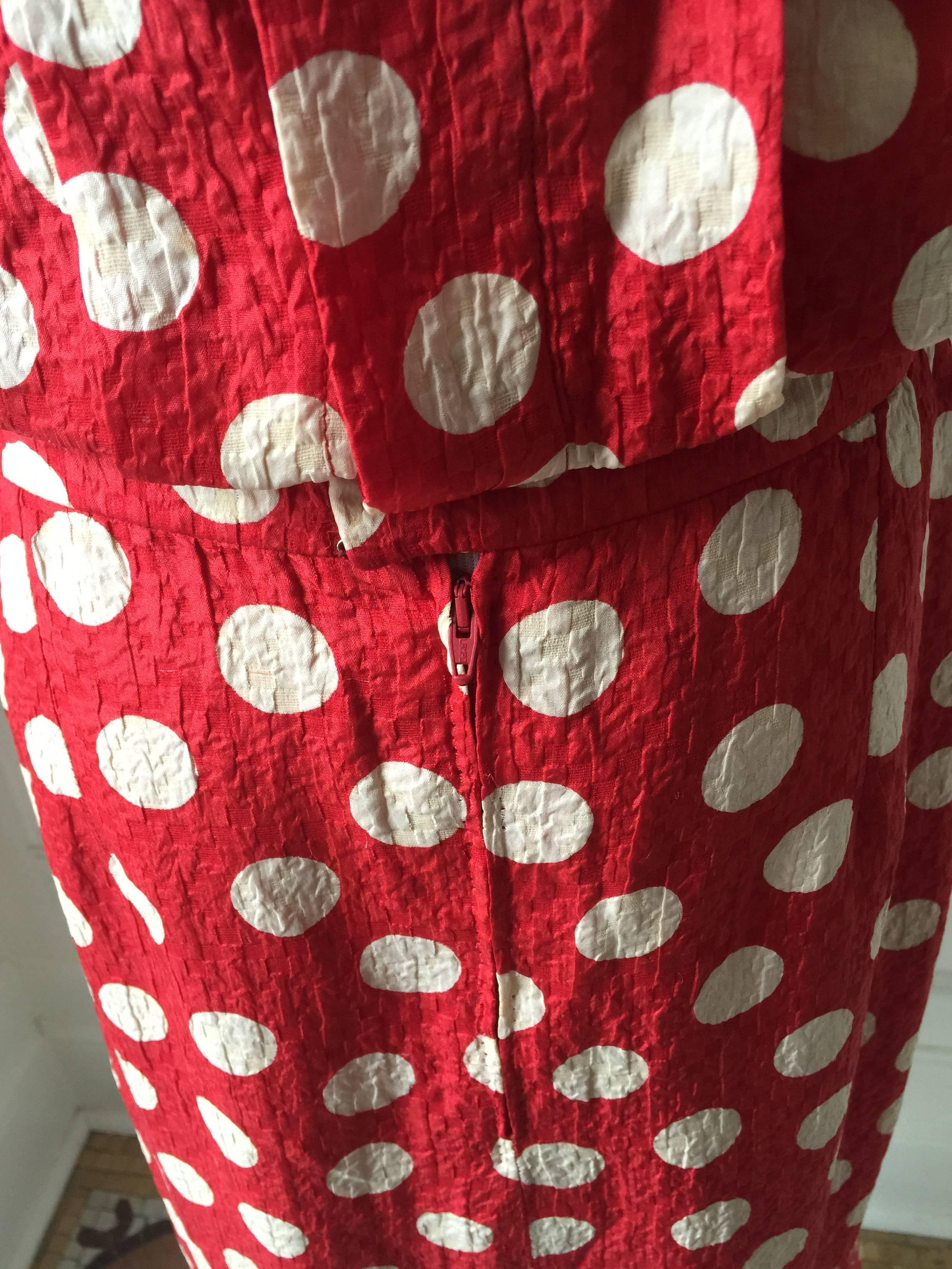 Chanel Red Silk Polkadot Dress  3