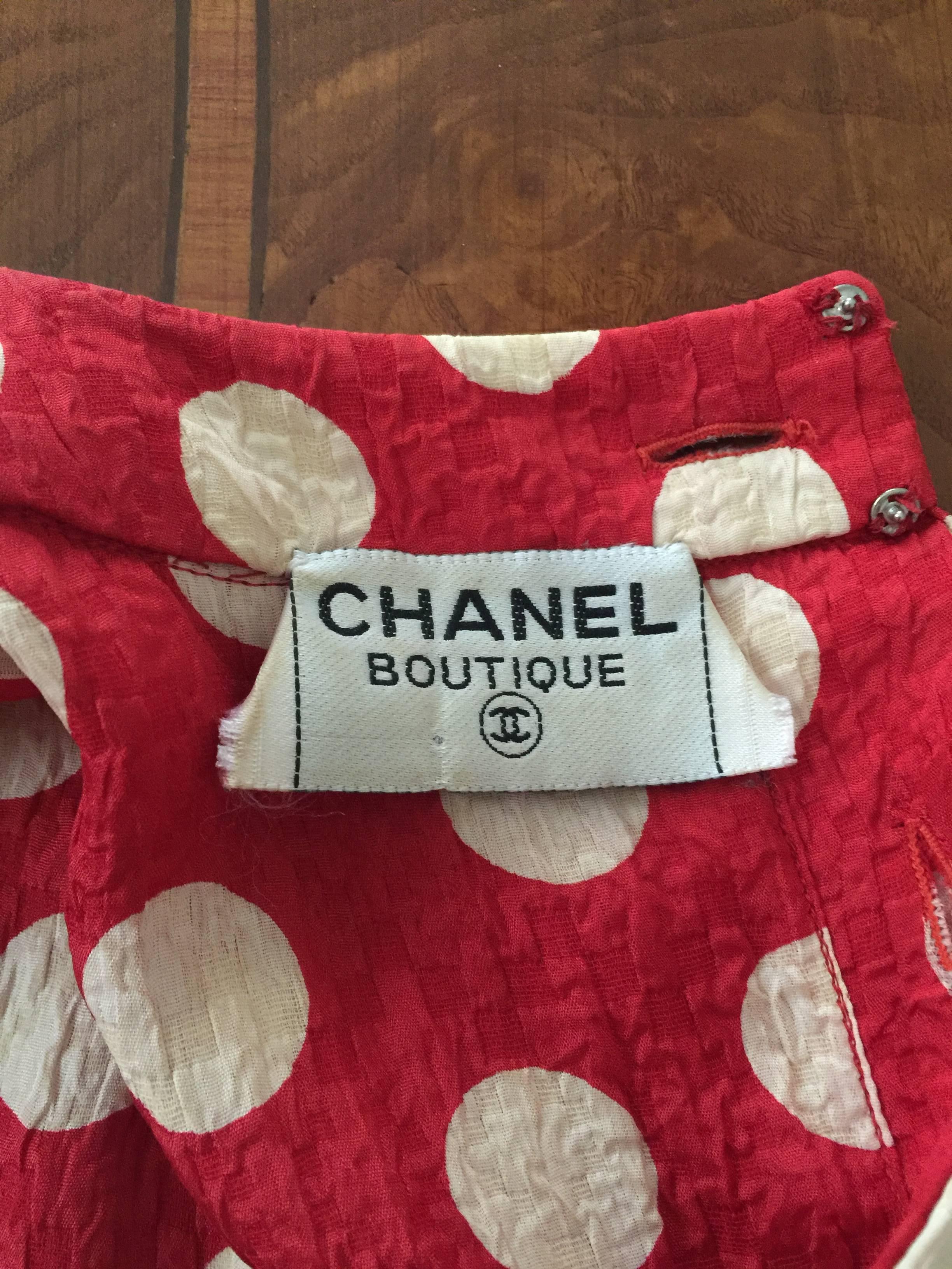 Chanel Red Silk Polkadot Dress  4