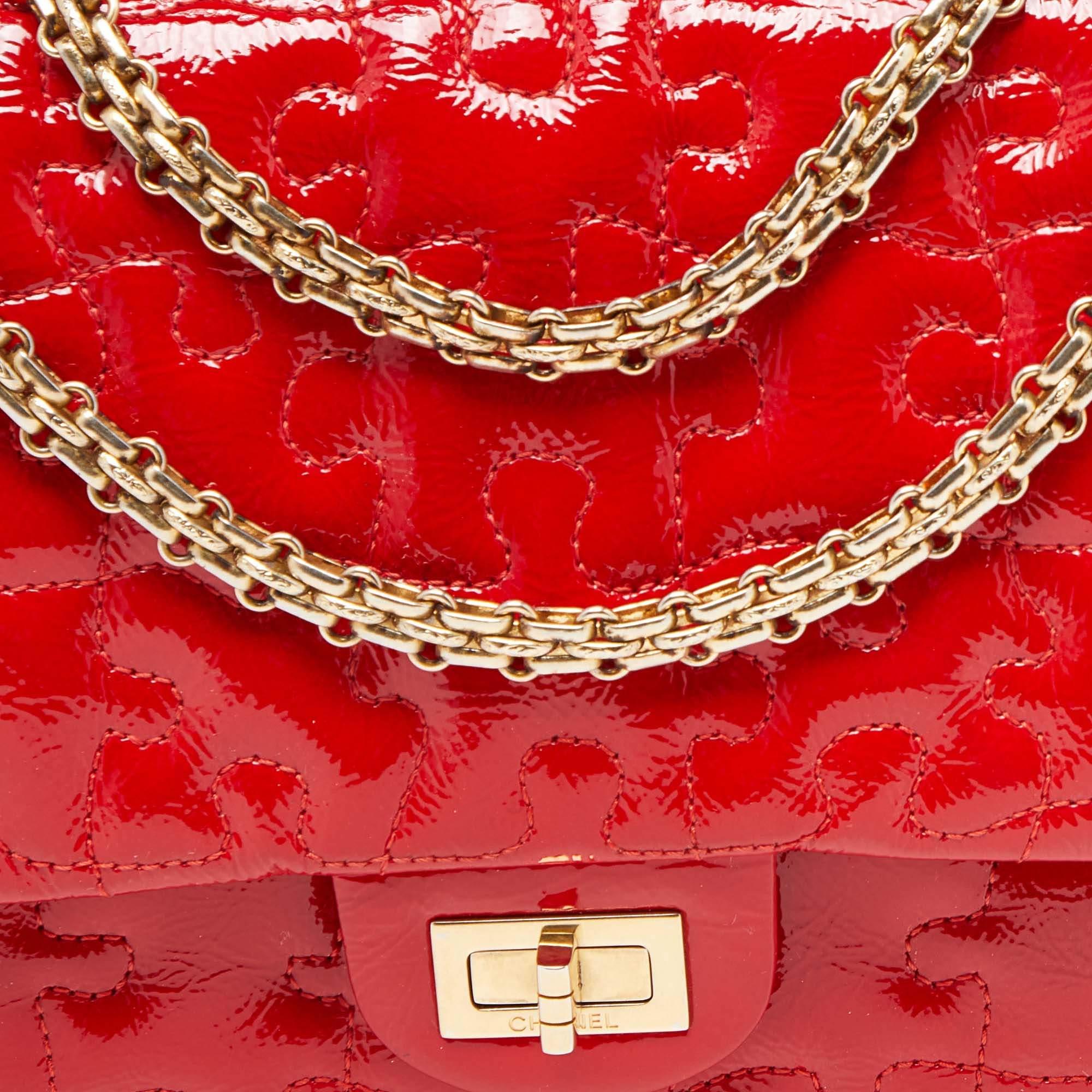 Chanel Rotes Puzzle Lackleder Classic 226 Reissue 2.55 Überschlagtasche im Angebot 8
