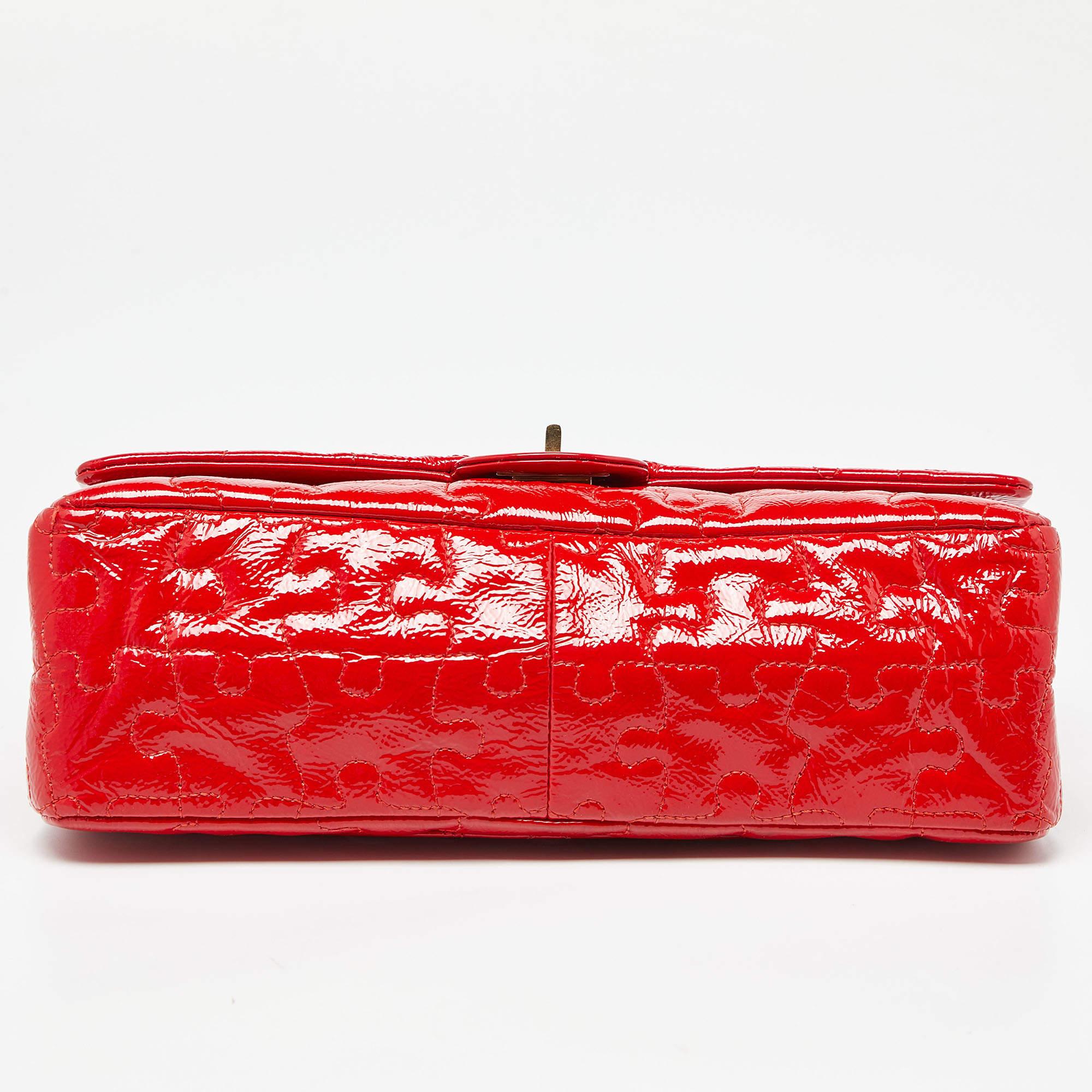 Chanel Red Puzzle Patent Leather Classic 226 Reissue 2.55 Flap Bag For Sale 4
