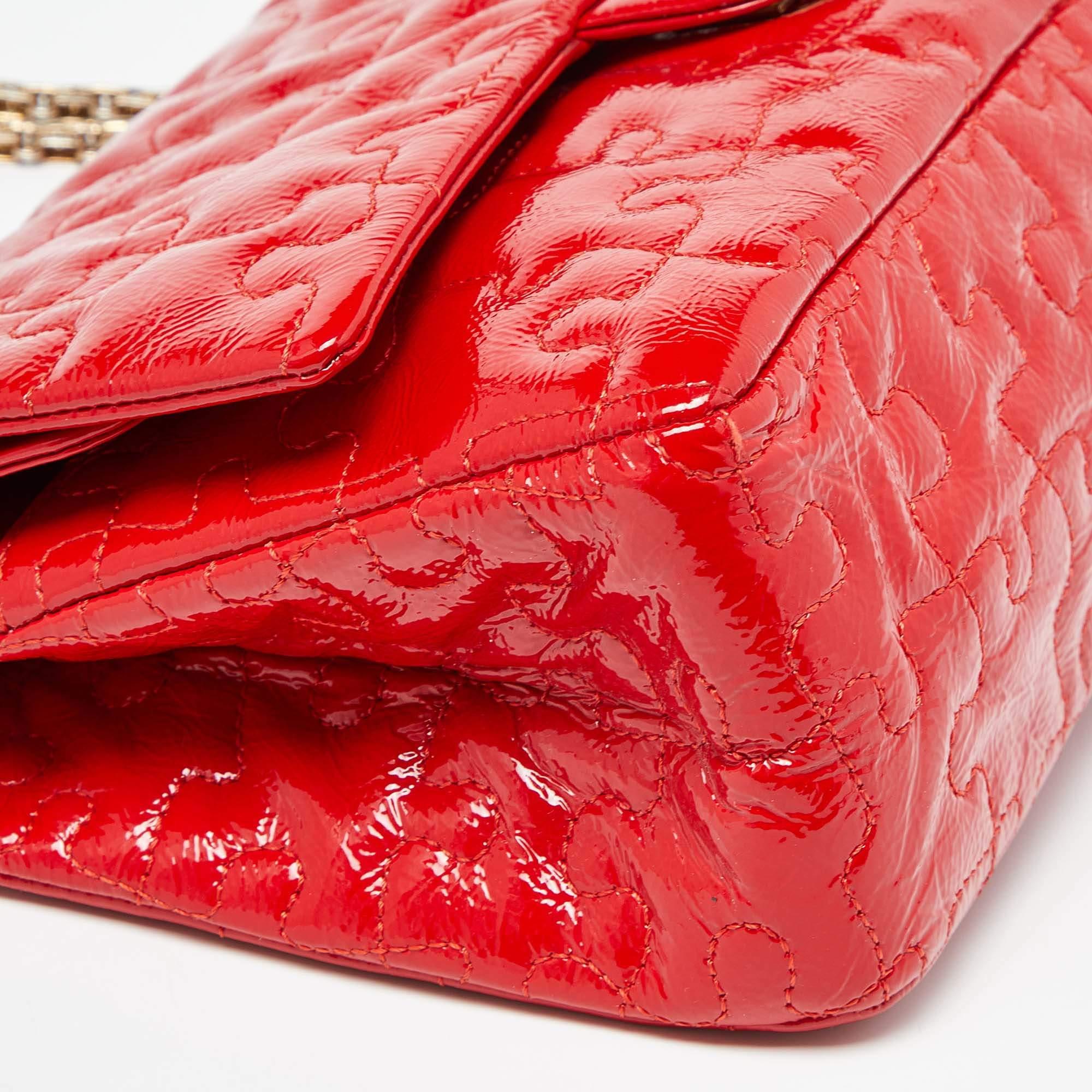 Chanel Red Puzzle Patent Leather Classic 226 Reissue 2.55 Flap Bag For Sale 5