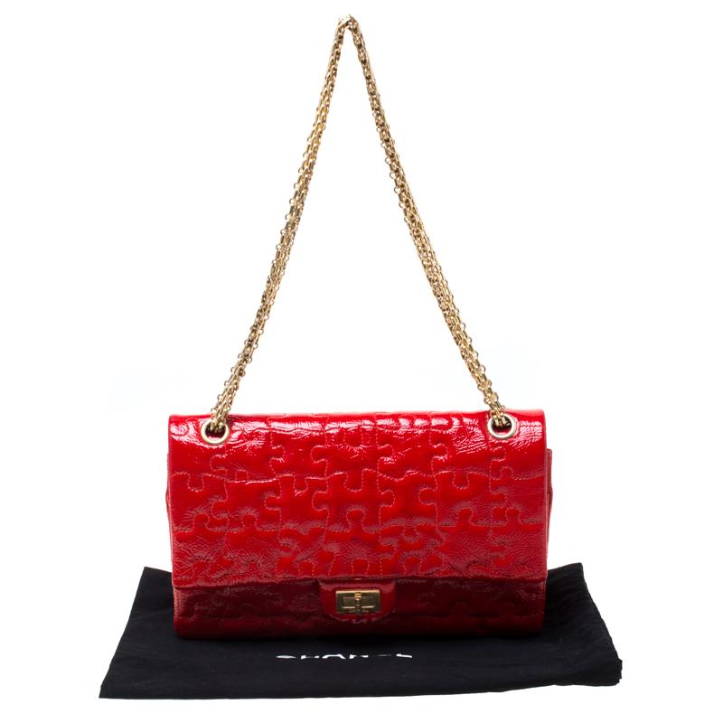 Chanel Red Puzzle Patent Leather Reissue 2.55 Classic 226 Flap Bag 5