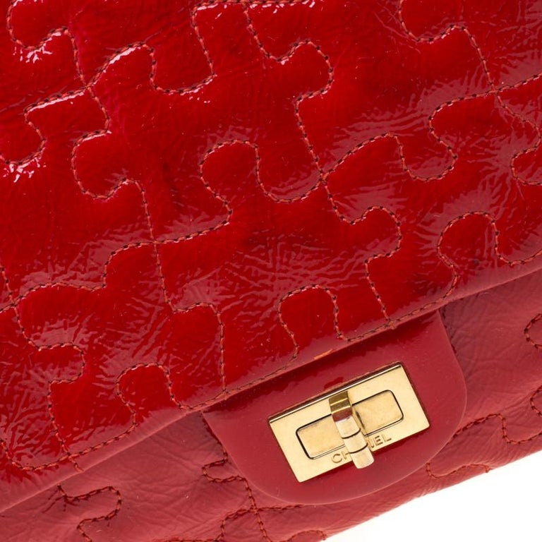Chanel Red Puzzle Patent Leather Reissue Large 2.55 Bag