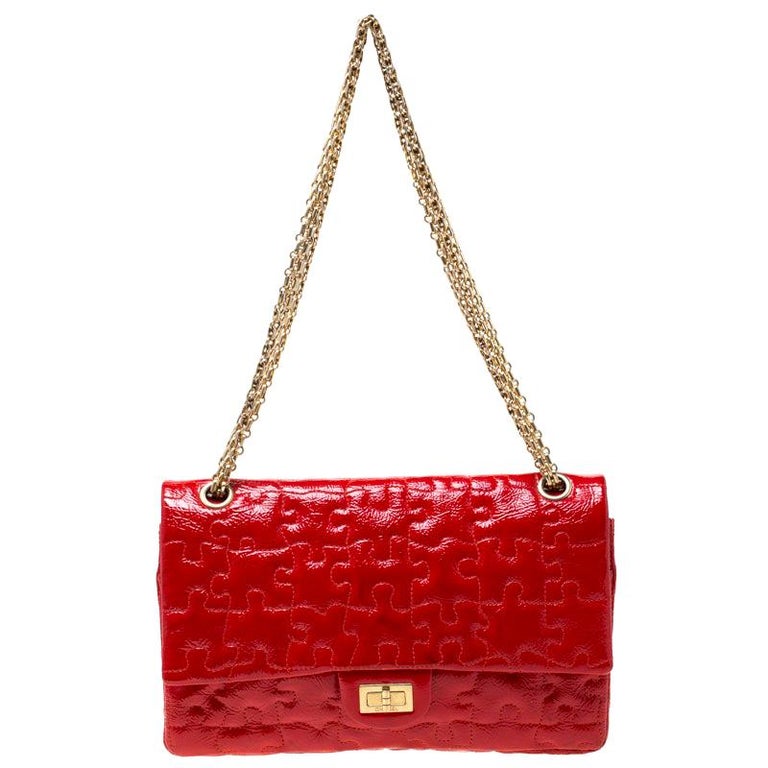 Chanel Red Quilted Patent Leather 2.55 For Sale at 1stDibs