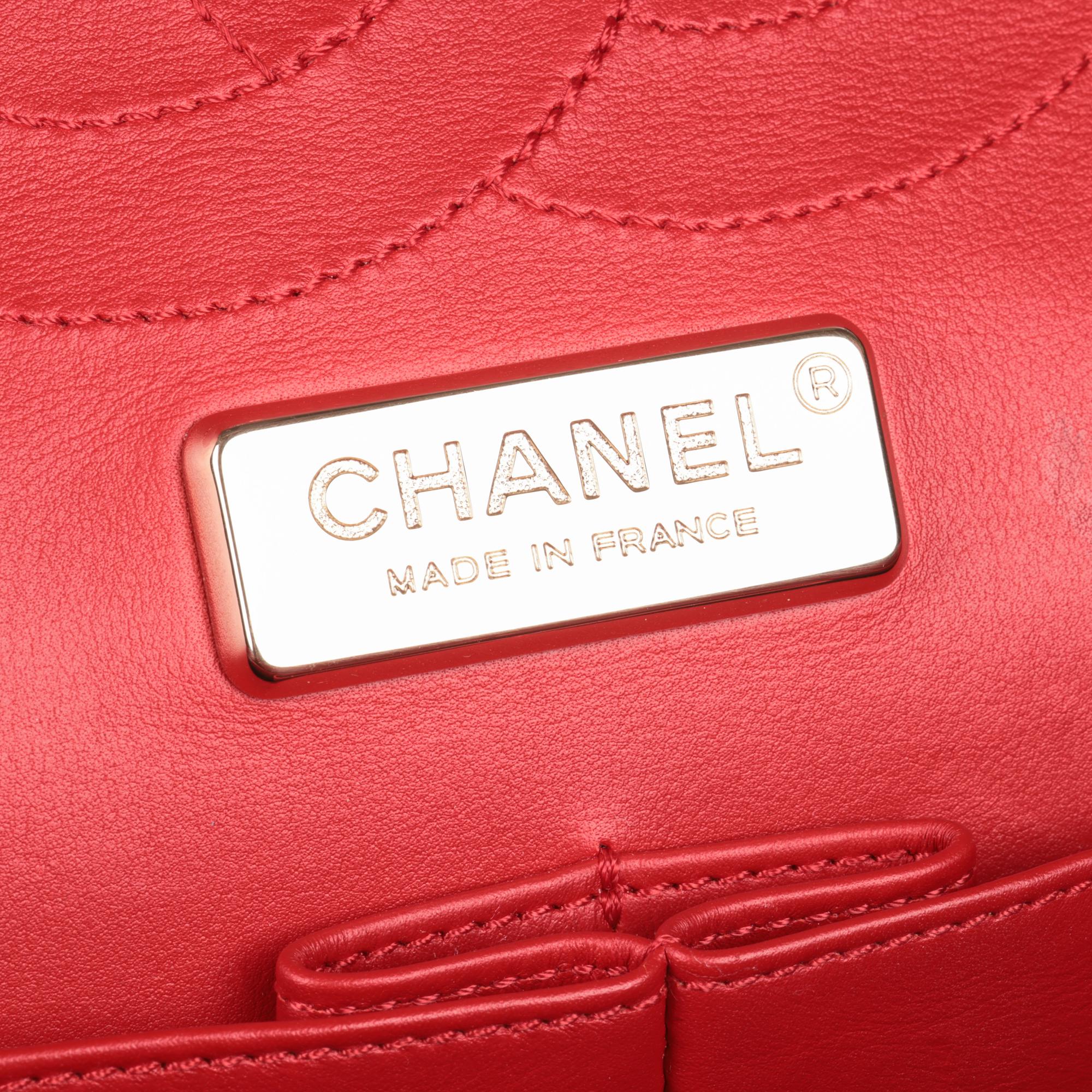 CHANEL Red Python Leather Jumbo Classic Double Flap Bag  6