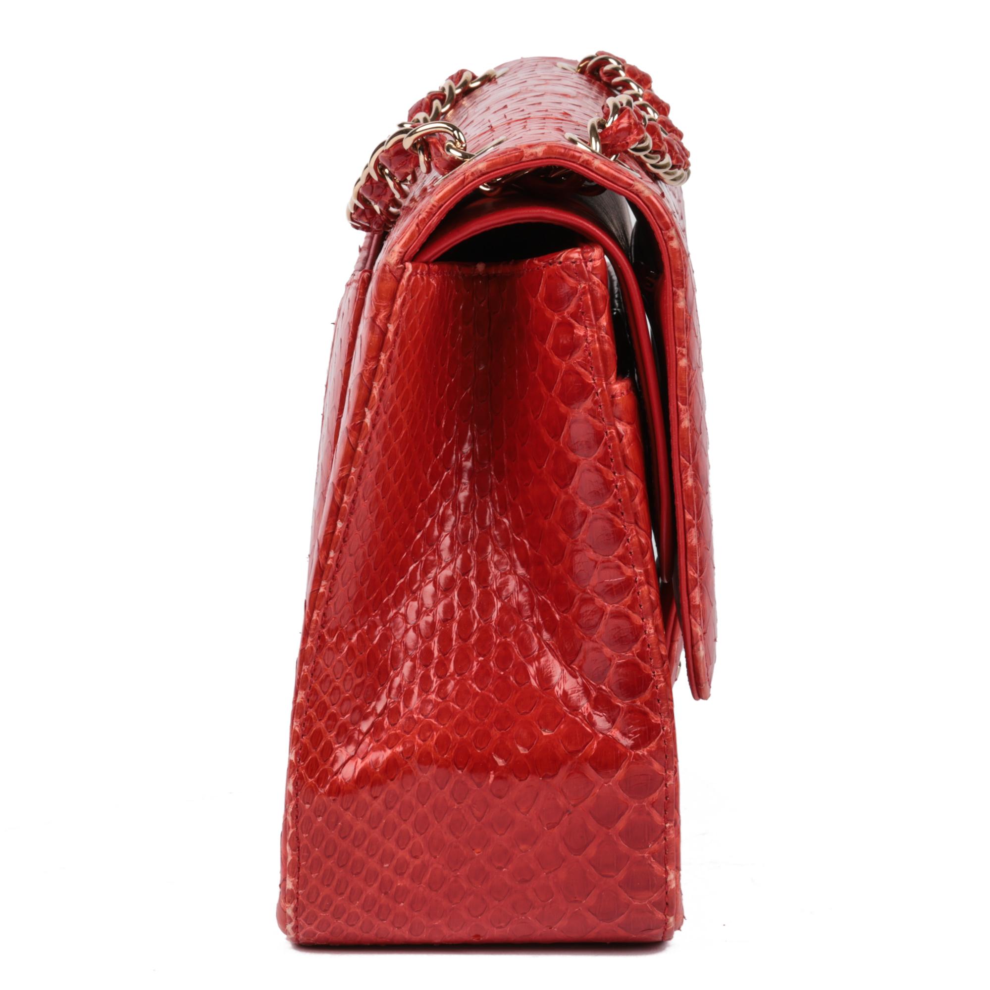 chanel red python bag