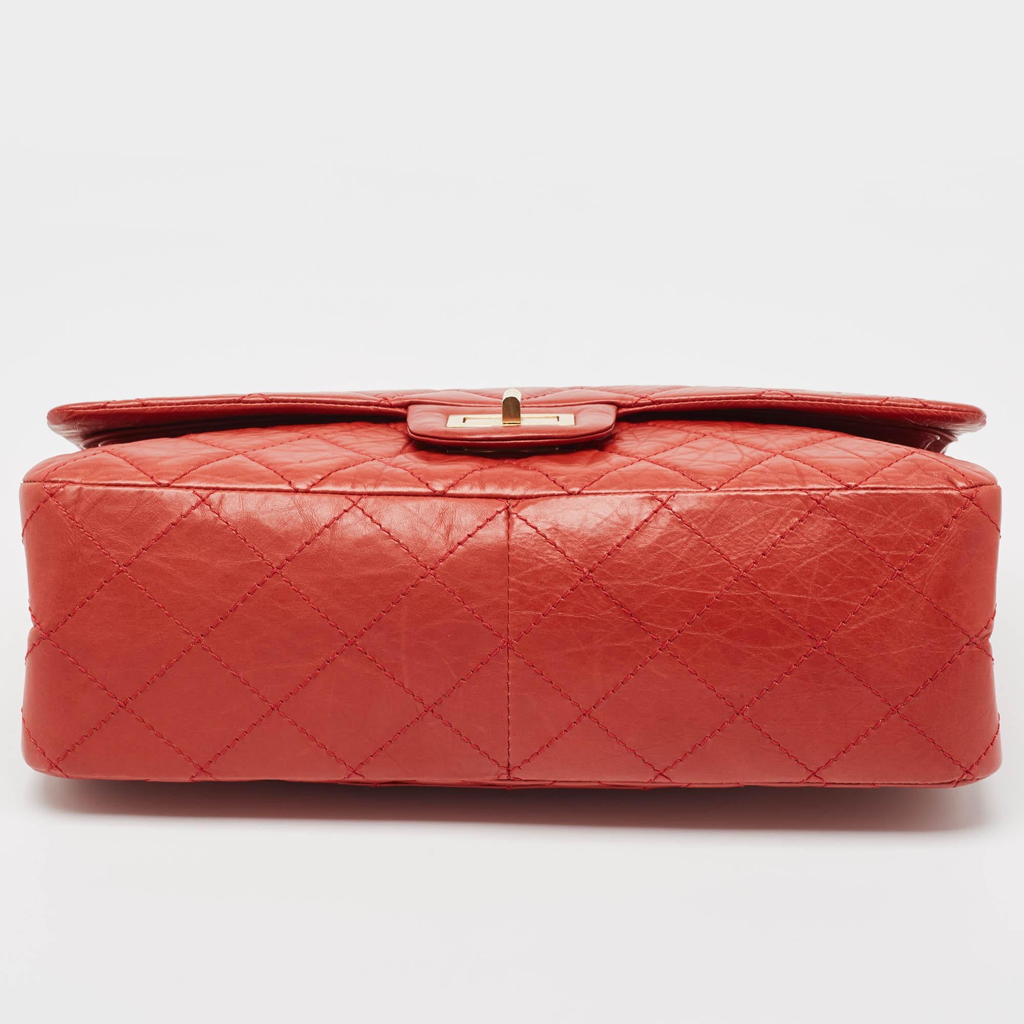 Chanel Red Quilted Aged Leather Reissue 2.55 Classic 227 Flap Bag 3