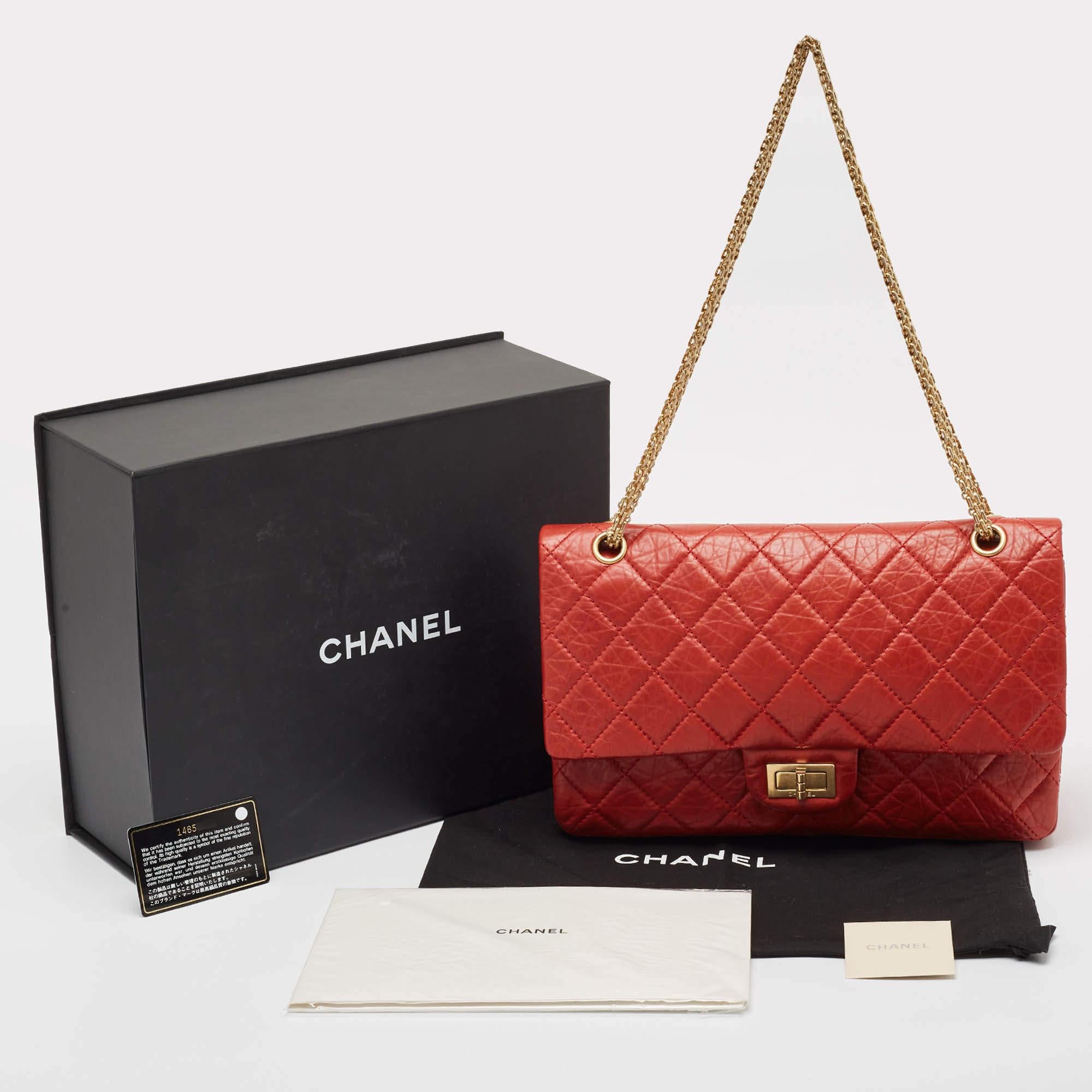 Chanel Red Quilted Aged Leather Reissue 2.55 Classic 227 Flap Bag 5