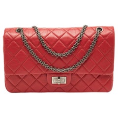 Chanel Animal Print, Red Satin Croc Reissue 2.55 Flap Bag East West