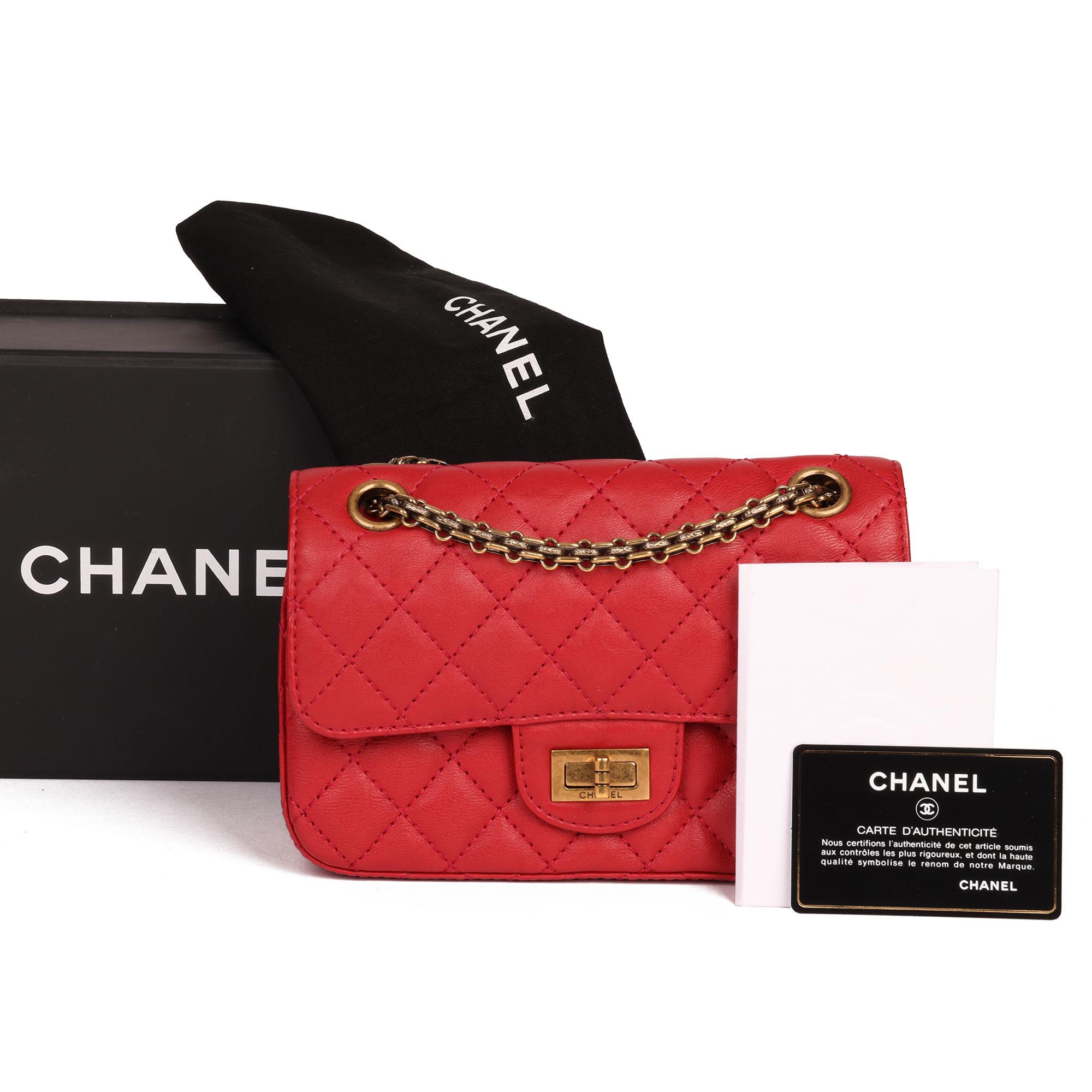 Chanel Red Quilted Calfskin Leather 2.55 Reissue 224 Double Flap Bag 6