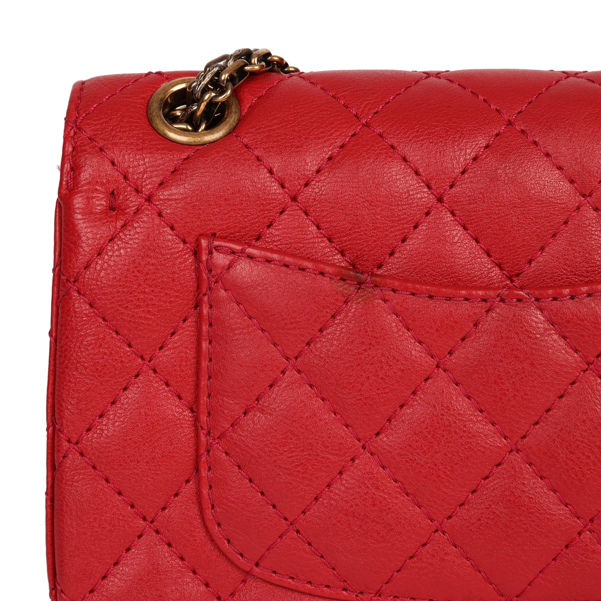 Women's Chanel Red Quilted Calfskin Leather 2.55 Reissue 224 Double Flap Bag