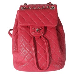 Chanel Red Quilted Calfskin Medium Covered CC Drawstring Backpack