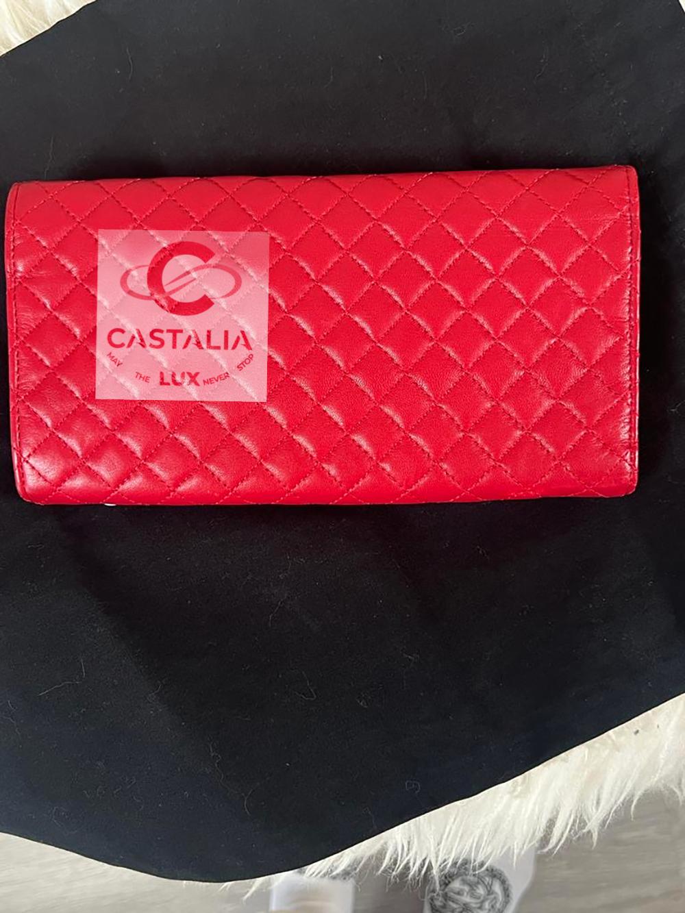 Chanel Red Quilted Camellia Wallet Clutch 1