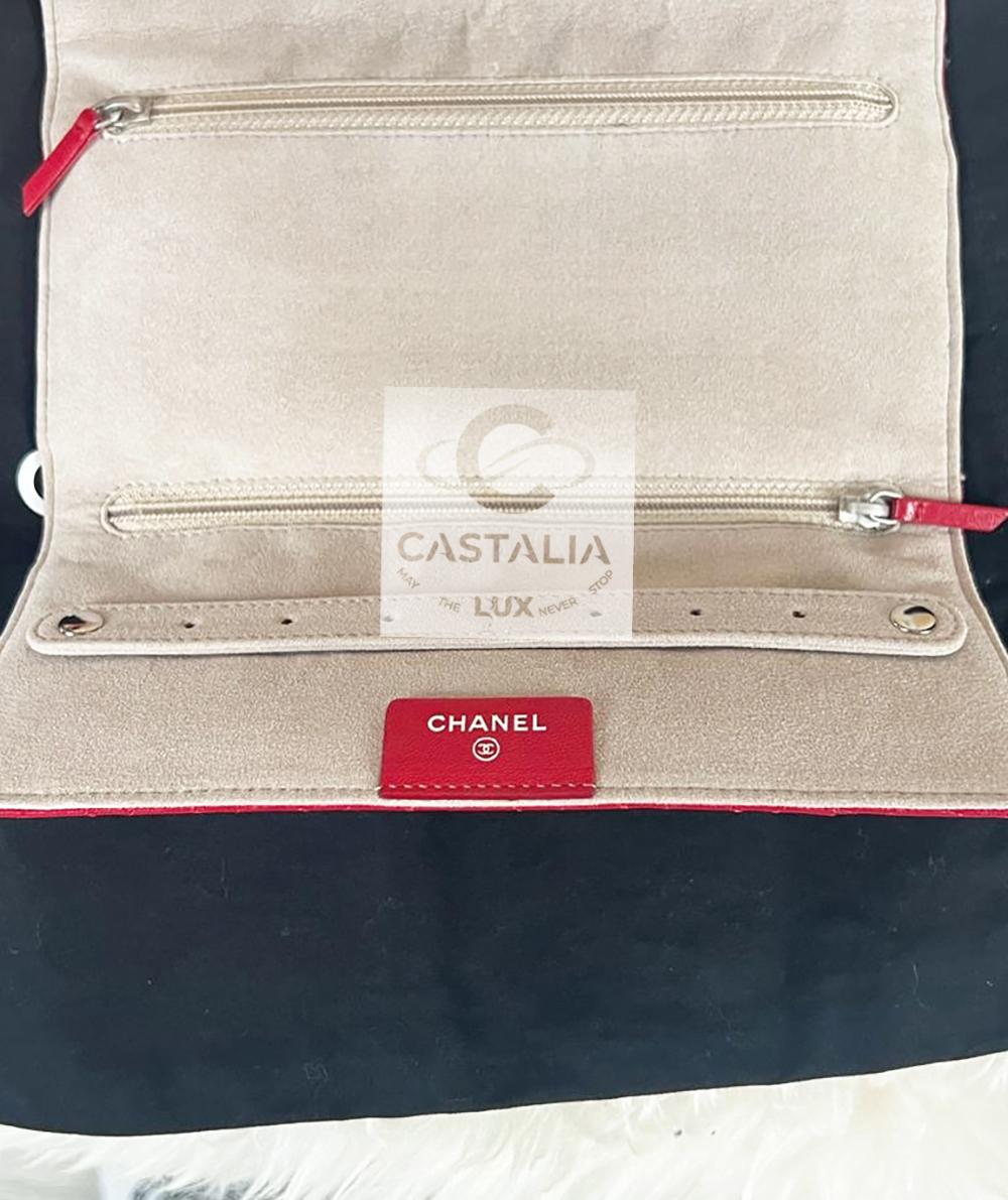 Chanel Red Quilted Camellia Wallet Clutch 5
