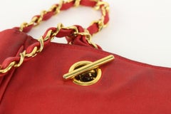 Chanel Red Quilted Canvas x Lambskin Gold Chain Tote Bag 16cc1029