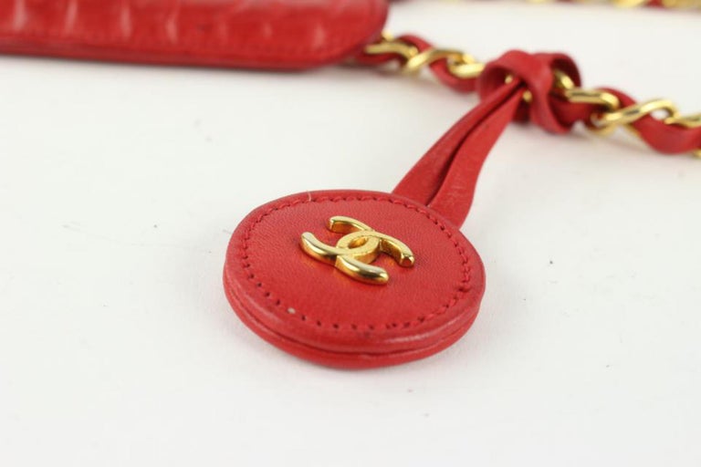 Chanel Red Quilted Canvas x Lambskin Gold Chain Tote Bag 16cc1029
