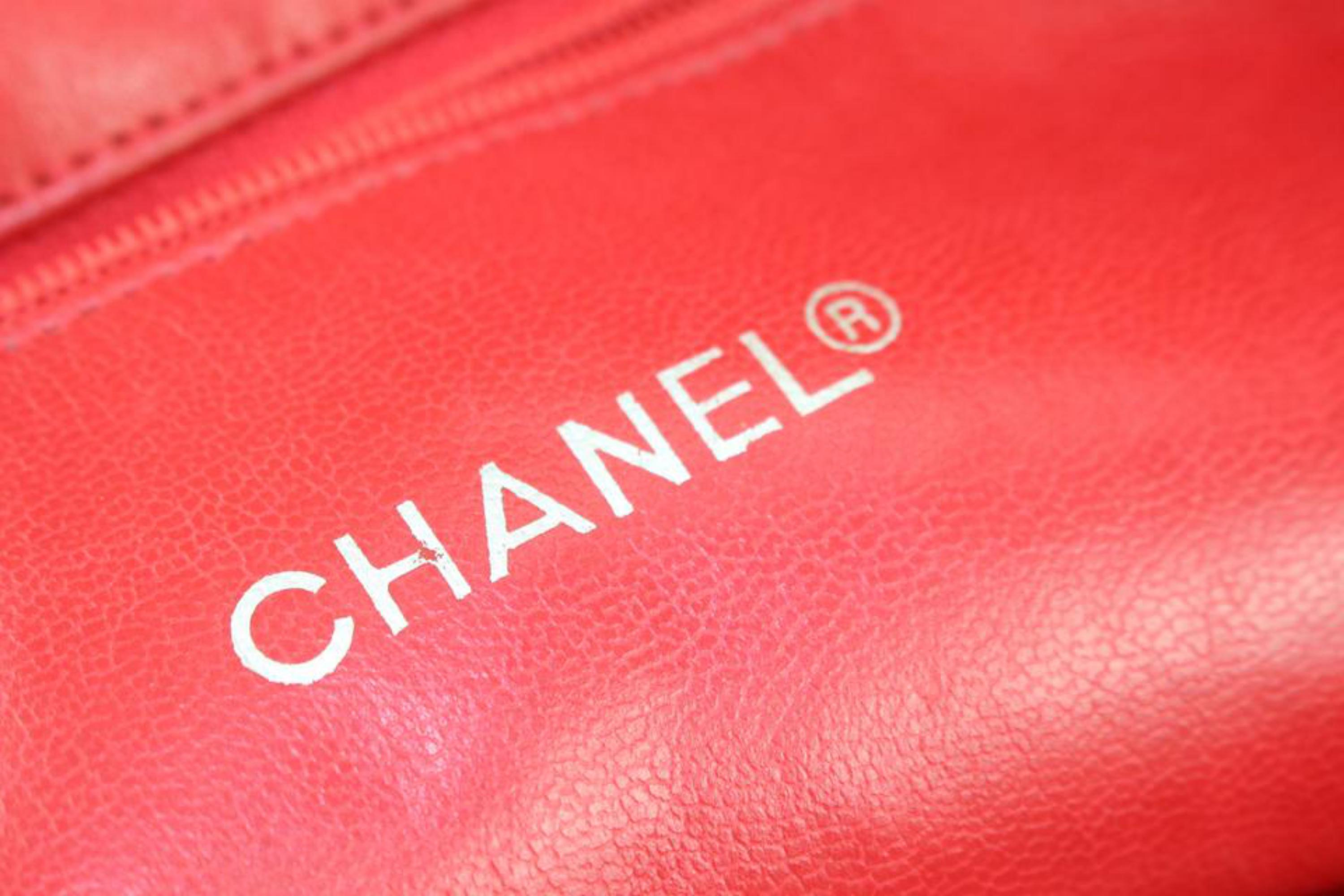 Chanel Red Quilted Canvas x Lambskin Gold Chain Tote Bag 16cc1029 For Sale 3
