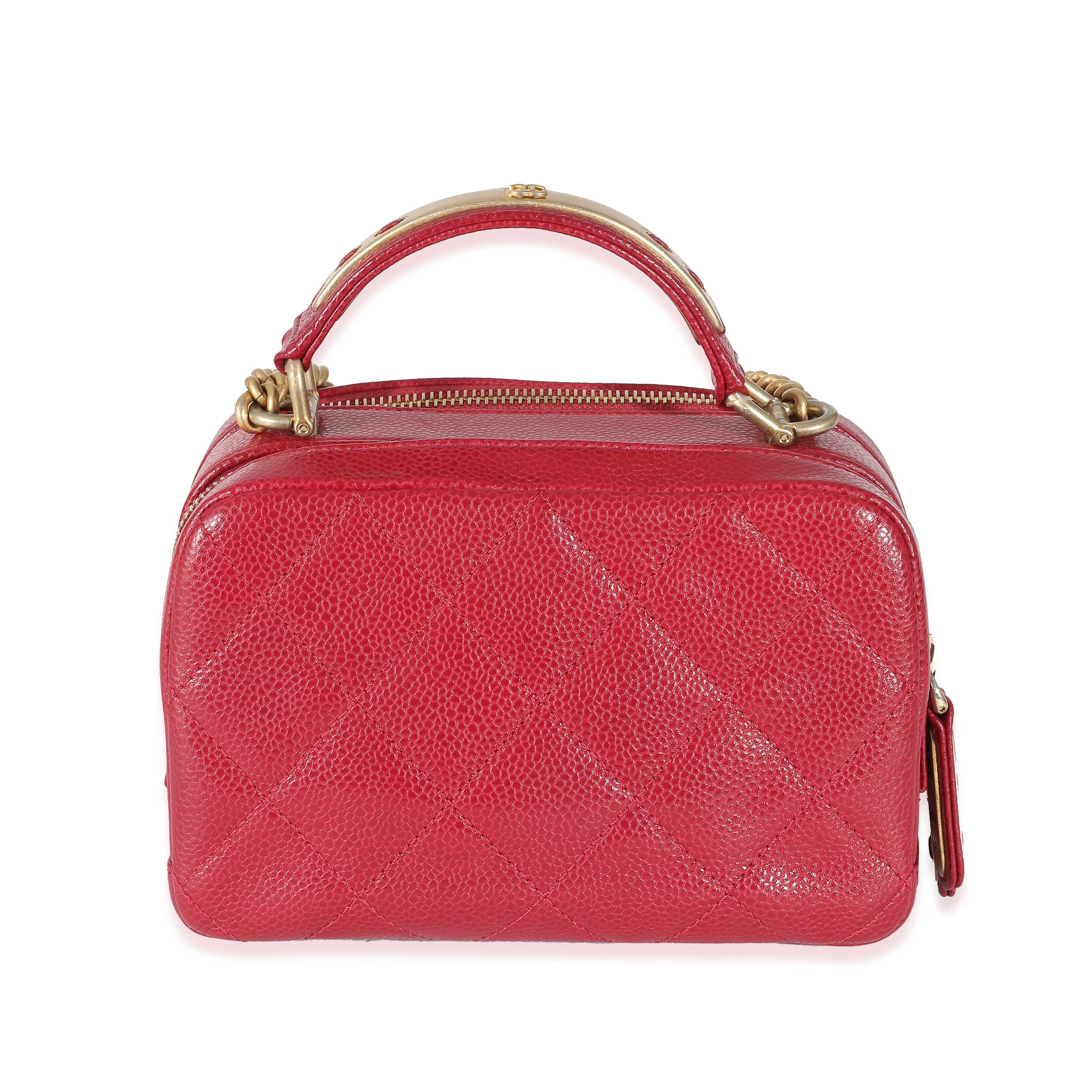 Chanel - Mini sac de bowling matelassé rouge en vente 3