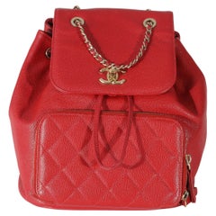 Chanel Red Quilted Caviar Business Affinity Backpack