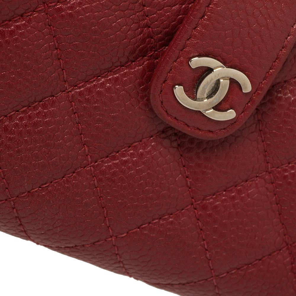 Women's Chanel Red Quilted Caviar Leather CC Phone Pouch