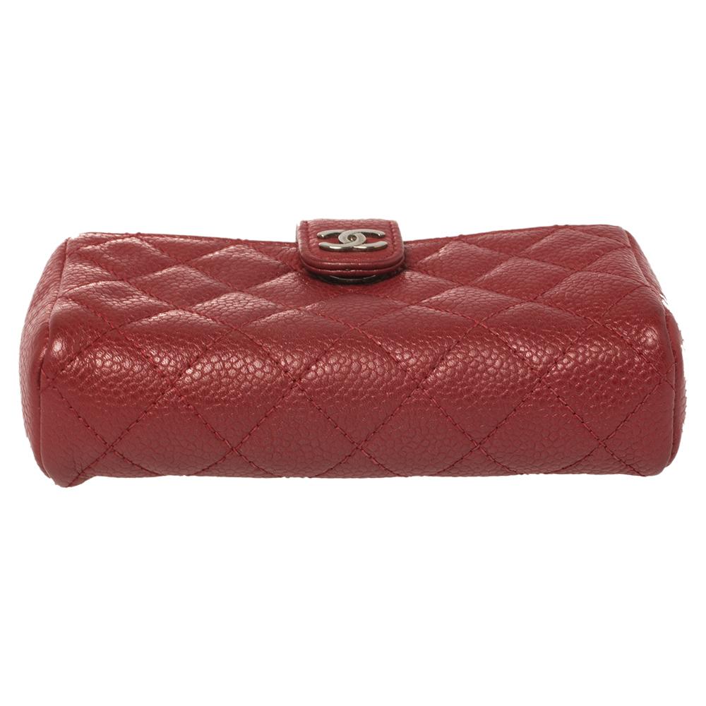 Chanel Red Quilted Caviar Leather CC Phone Pouch 3