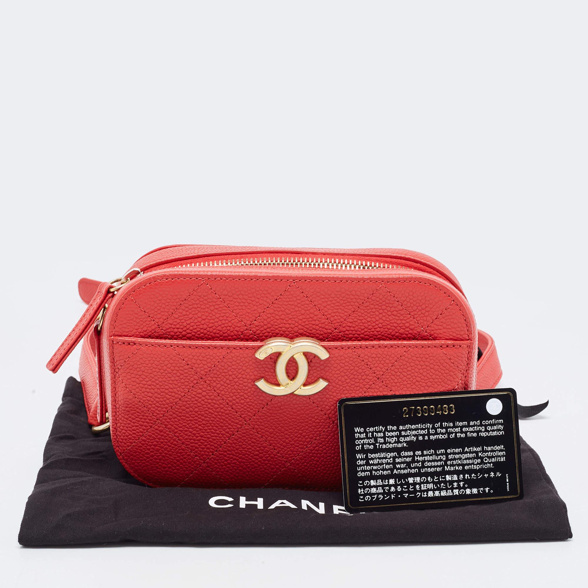 Chanel Red Quilted Caviar Leather Chic Affinity Belt Bag 8