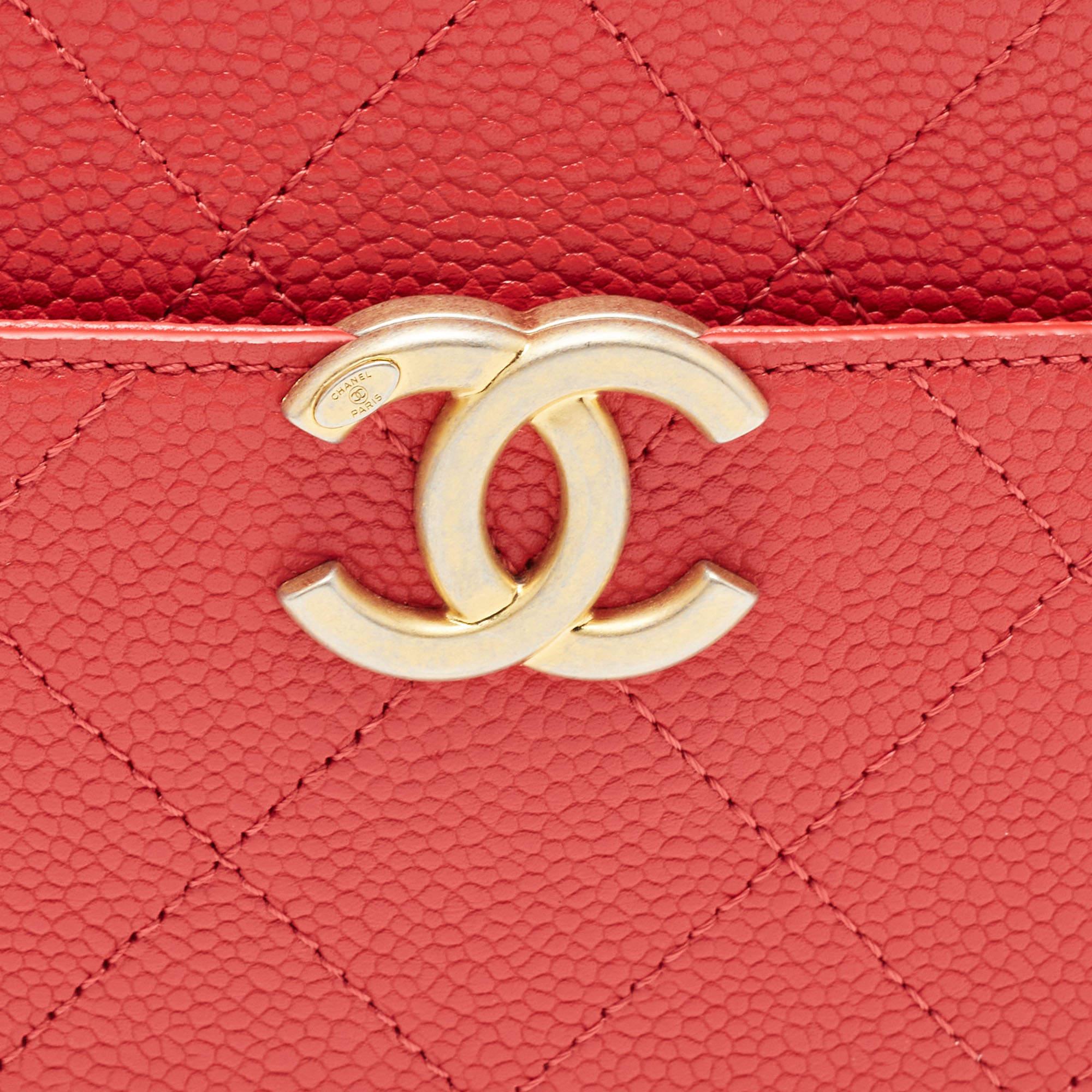 Chanel Red Quilted Caviar Leather Chic Affinity Belt Bag 4