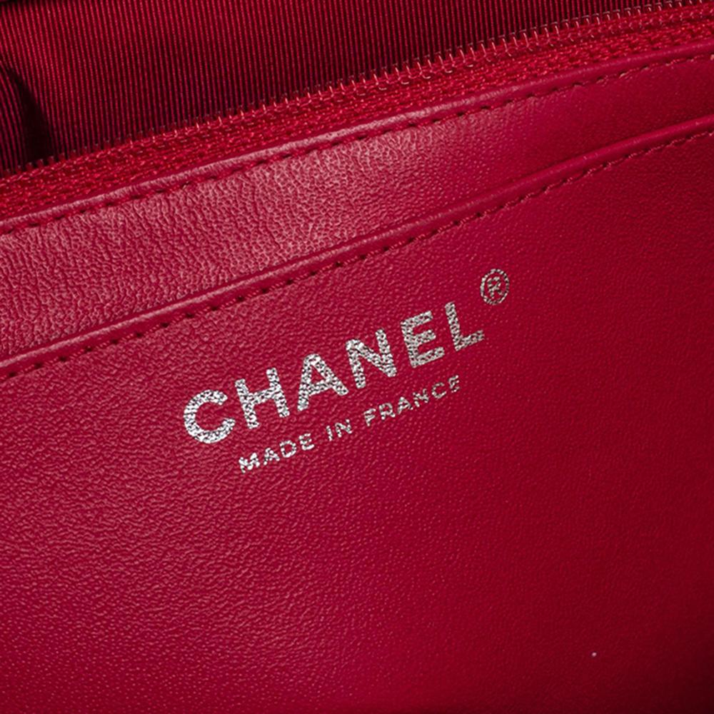 Chanel Red Quilted Caviar Leather Classic Single Flap Bag 5