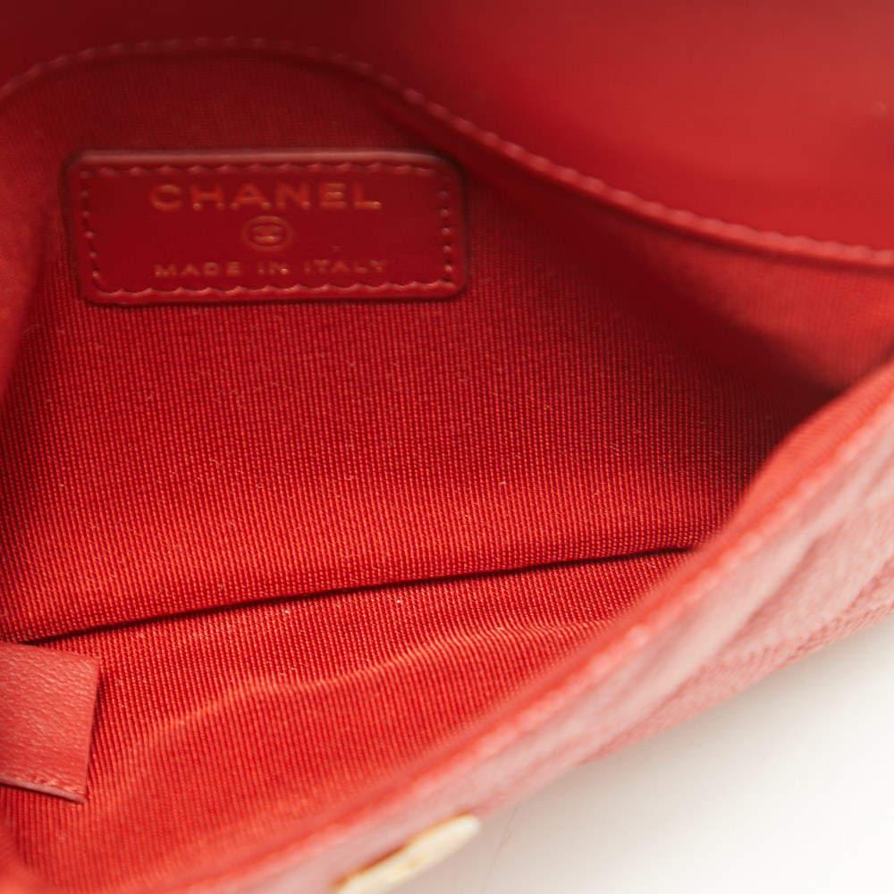 Chanel Red Quilted Caviar Leather Filigree Wallet 3
