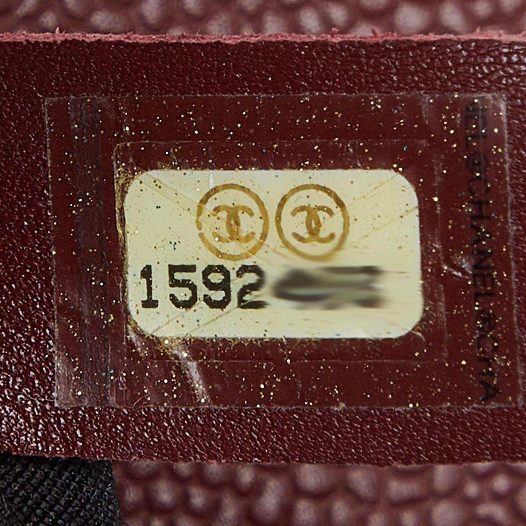 Chanel Red Quilted Caviar Leather Half Moon Wallet On Chain 2