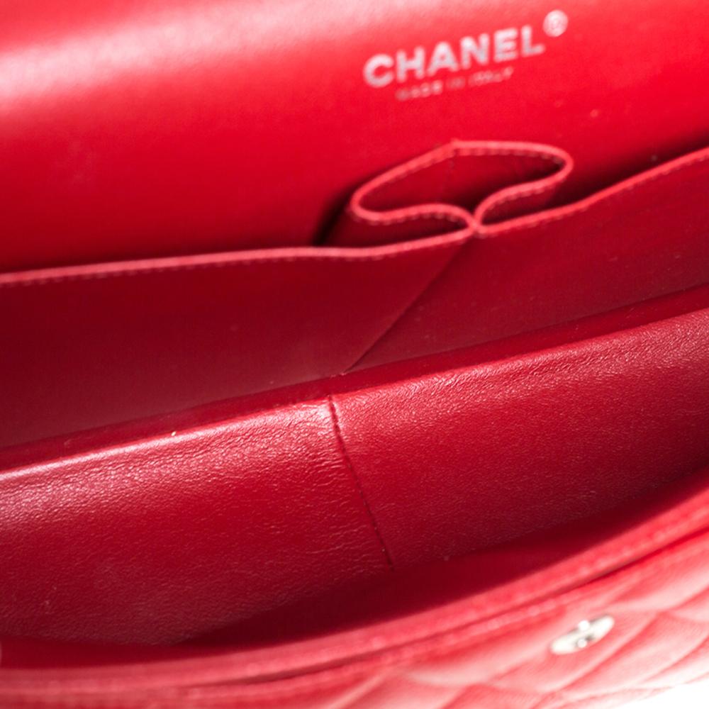 Chanel Red Quilted Caviar Leather Jumbo Classic Double Flap Bag 2