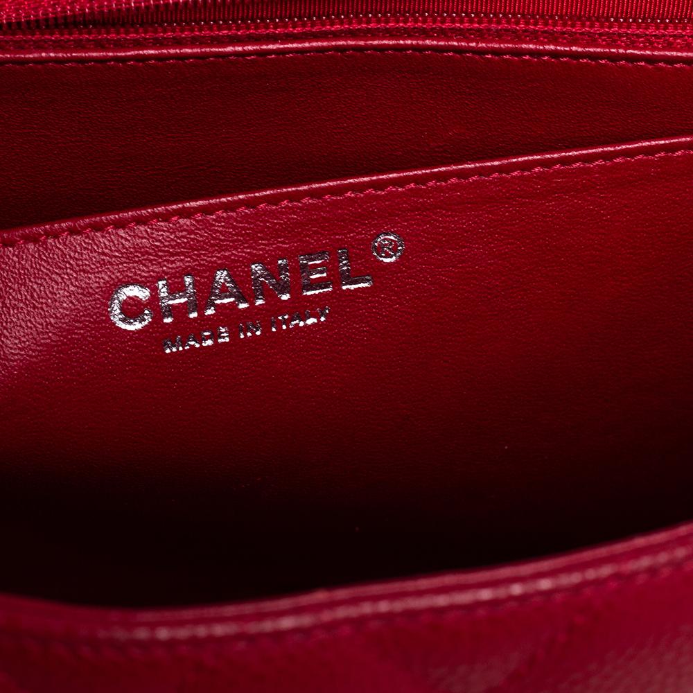 Chanel Red Quilted Caviar Leather Jumbo Classic Single Flap Bag 8