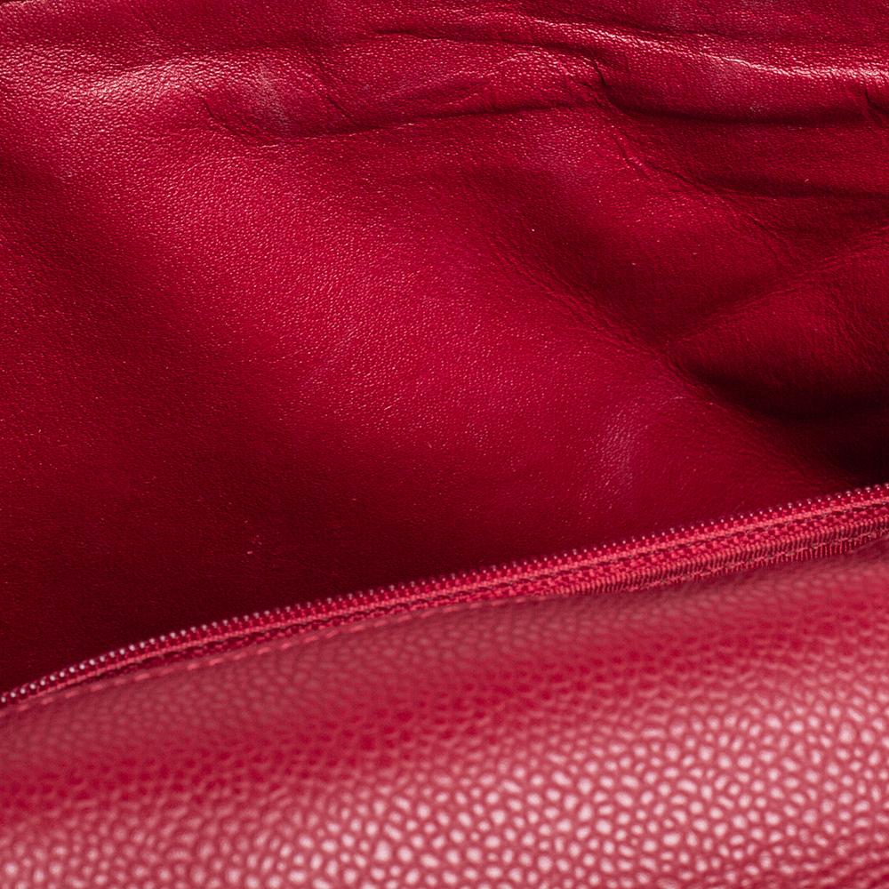 Chanel Red Quilted Caviar Leather Jumbo Classic Single Flap Bag 10