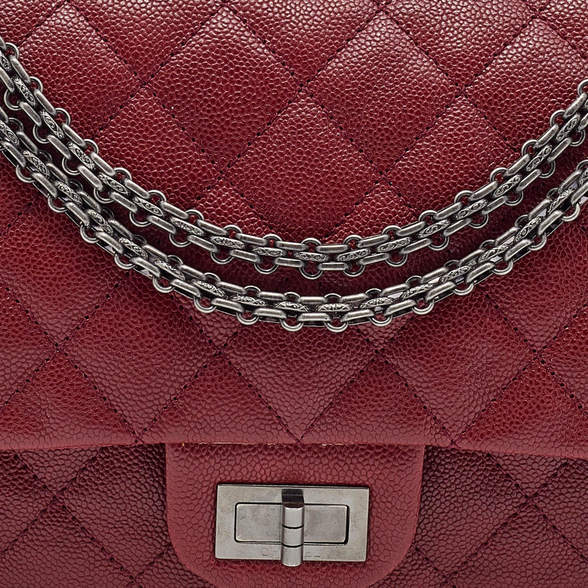 Chanel Red Quilted Caviar Leather Jumbo Reissue 2.55 Classic 227 Double Flap Bag 2