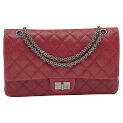 Chanel Red Quilted Caviar Leather Jumbo Reissue 2.55 Classic 227 Double Flap Bag