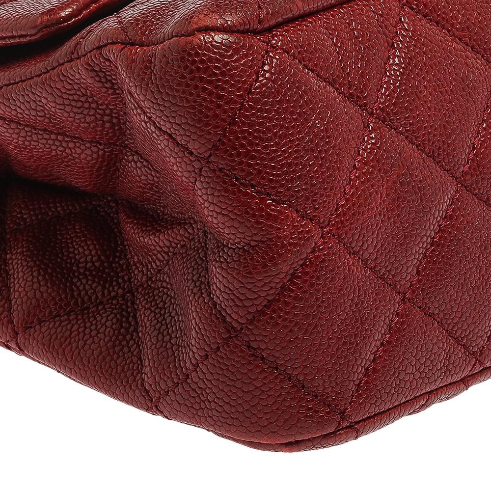 Chanel Red Quilted Caviar Leather Jumbo Reissue 2.55 Classic 227 Flap Bag 9